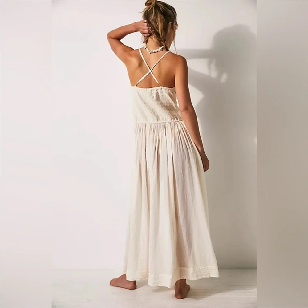 Free People Heating Up Maxi Slip Dress NWOT Small Ivory Cream - Picture 3 of 16